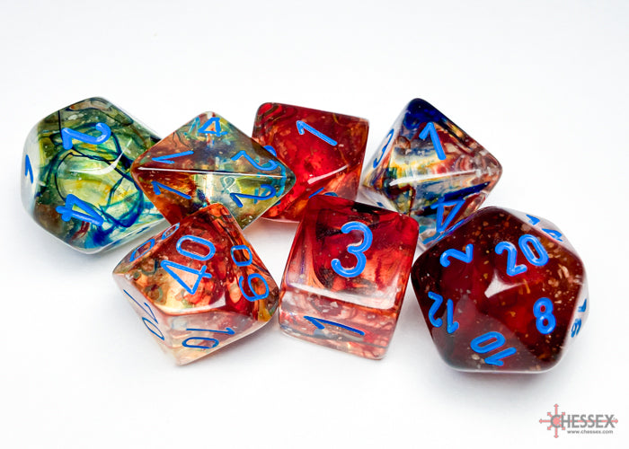 Chessex CHX27559 - Nebula Luminary Primary/Blue Polyhedral 7-Dice Set - 601982032814 - crystallotus.eu