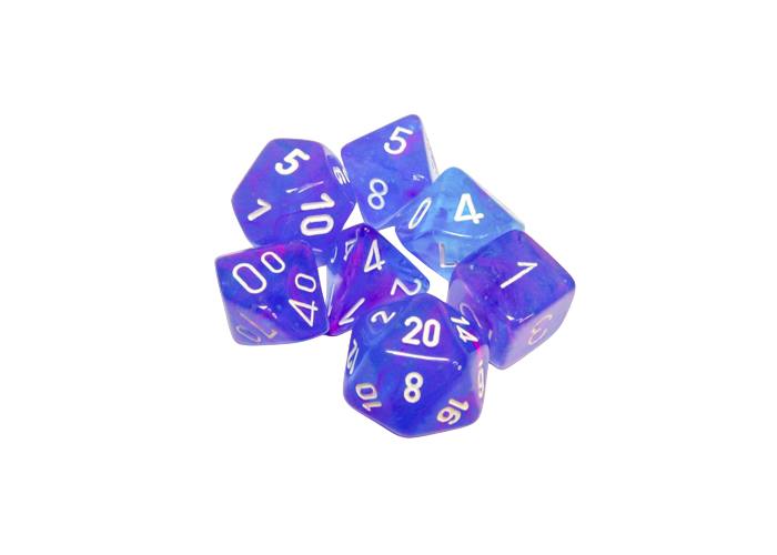 Chessex CHX27567 - Nebula Aura/white Luminary Polyhedral 7-Dice Set - 601982046170 - crystallotus.eu