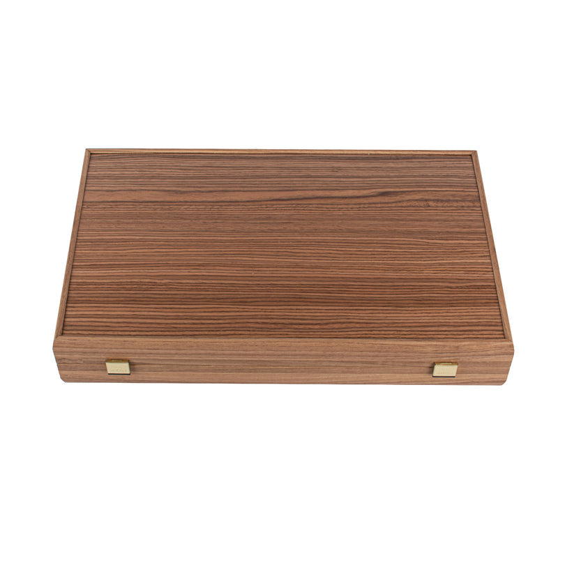 Premium Handcrafted Oak/Blue & American Walnut Backgammon Set with Side Racks - Elegant Marquetry Design 48x60cm (by Manopoulos) (BKD1BLU)