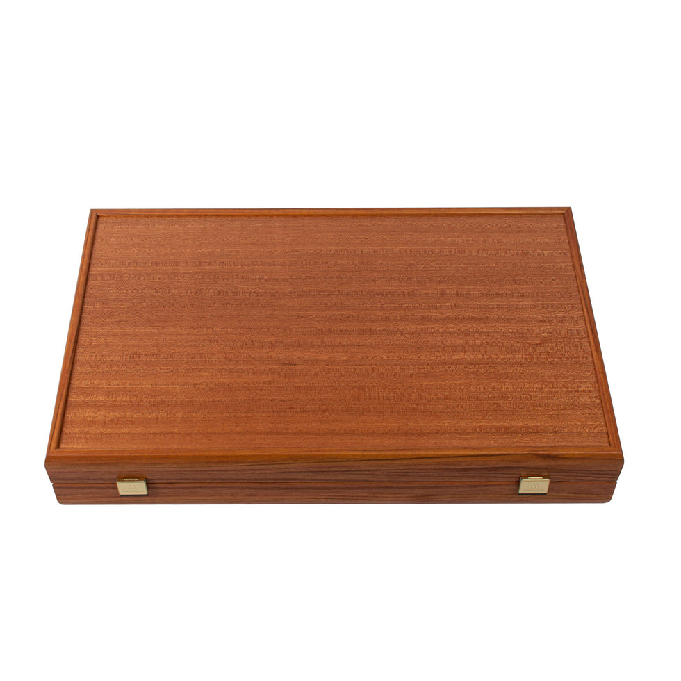 Handcrafted Mahogany Backgammon Set with Side Racks - Elegant Marquetry Design 48x60cm (by Manopoulos) (BMM1)
