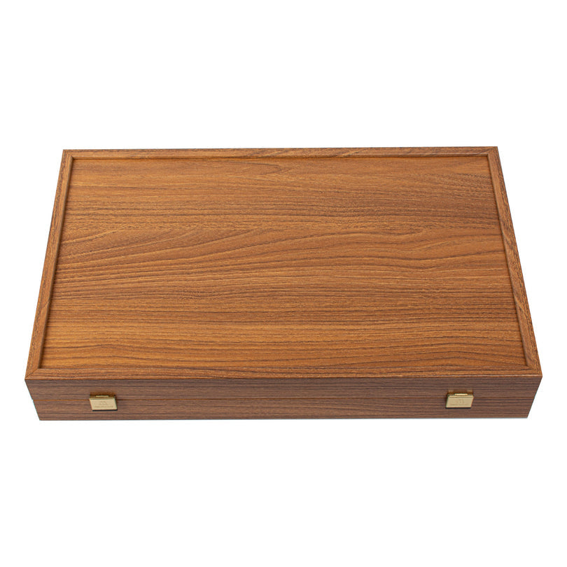 Premium Handcrafted Oak-Walnut Replica Wood Backgammon Set with Side Racks 48x60cm (by Manopoulos) (BXL1KD)