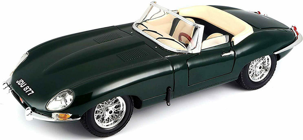 Bburago 1:18 Jaguar E-type Cabriolet (1961) Green - 4893993120468 - crystallotus.eu