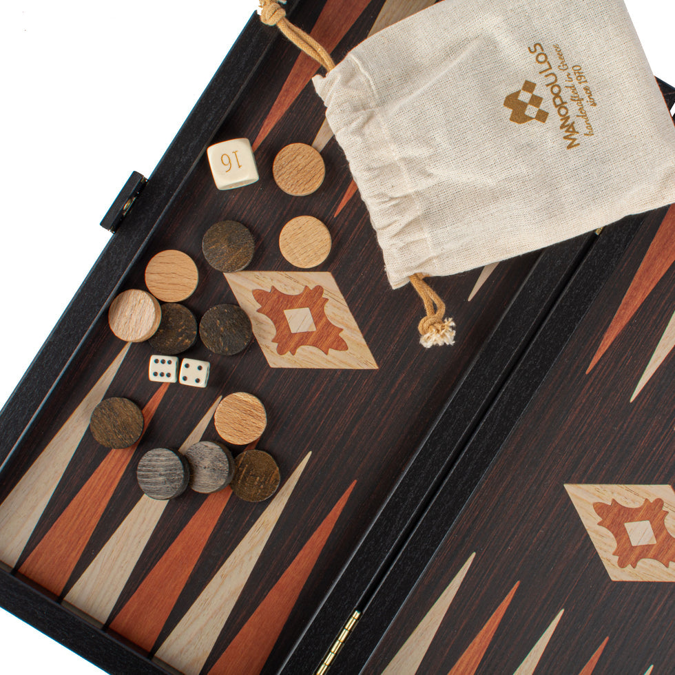 Handcrafted Backgammon Set Wenge Replica Wood Small 30x32cm (by Manopoulos) (TXL3VV)