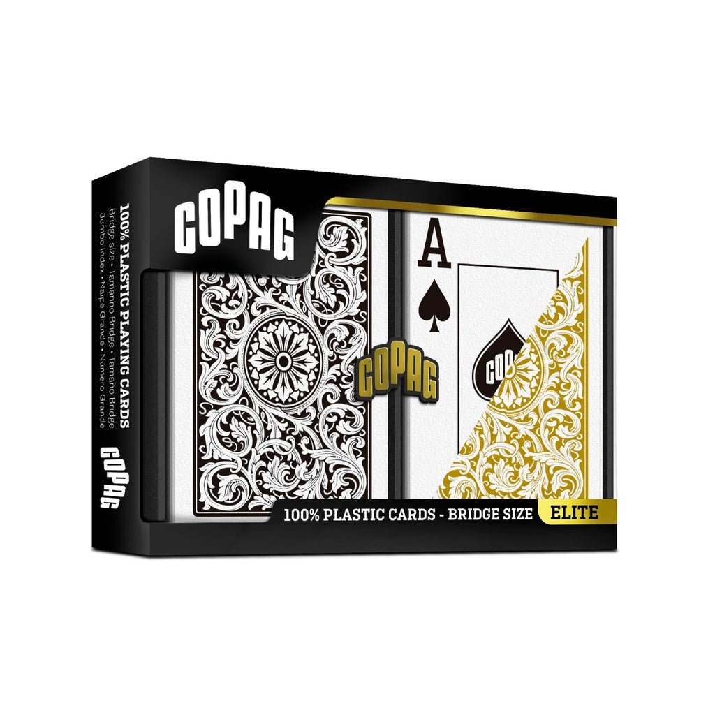 Copag - Elite 1546 Playing Cards Bridge Size Double Deck Set (Black & Gold Color) - 831705001418 - Crystal Lotus