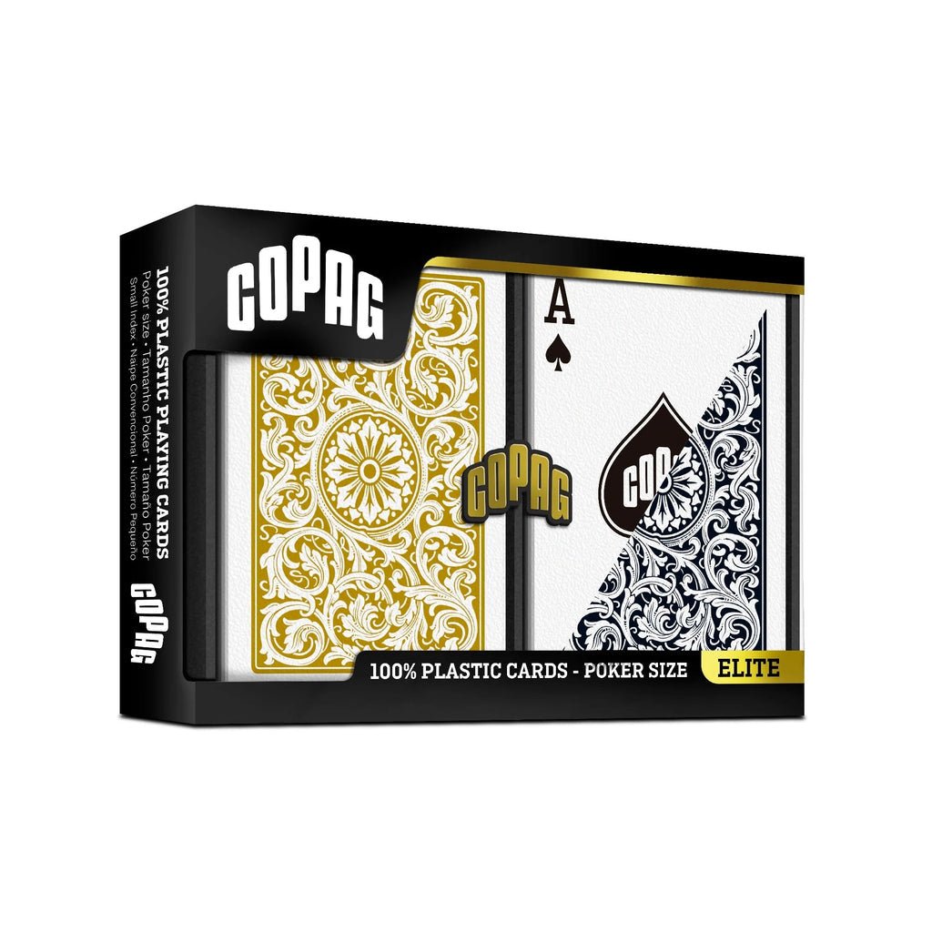 Copag - Elite Poker double plastic Playing Cards deck Regular Index (Black & Gold Color) - X001EIQZ3J - Crystal Lotus