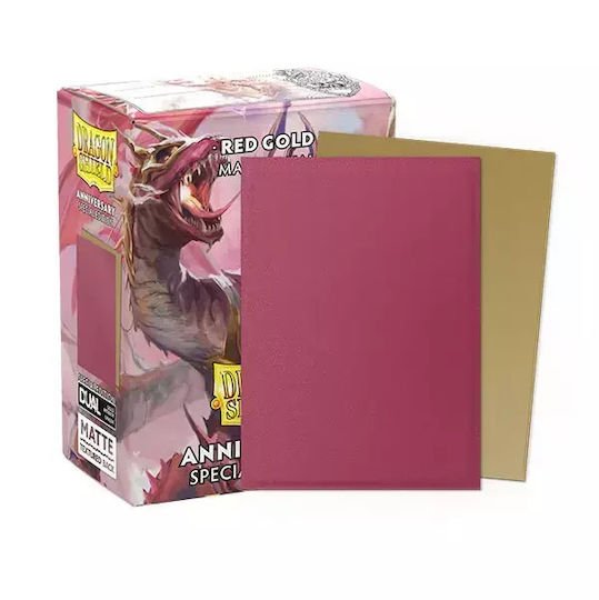 Dragon Shield Standard Size Dual Matte Sleeves Special Edition - Red/Gold (100 Sleeves) - 5706569150655 - Crystal Lotus