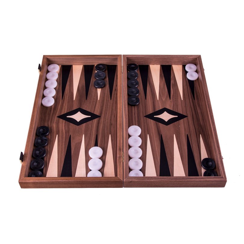 Handcrafted Backgammon Set American Walnut Large 48x52cm (by Manopoulos) - 5250000000003 - Crystal Lotus