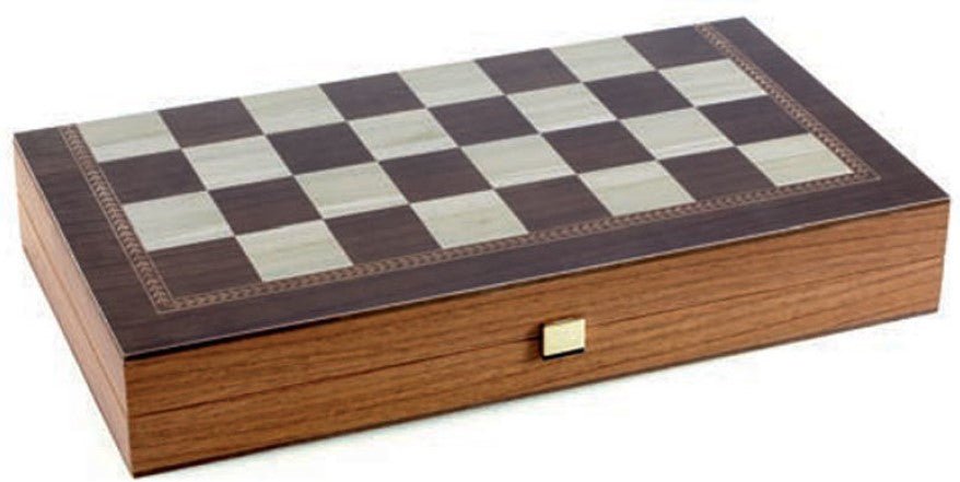 Handcrafted Backgammon Set Oak Wood Checkers Print Large 48x52cm (by Manopoulos) - 5250000000005 - Crystal Lotus