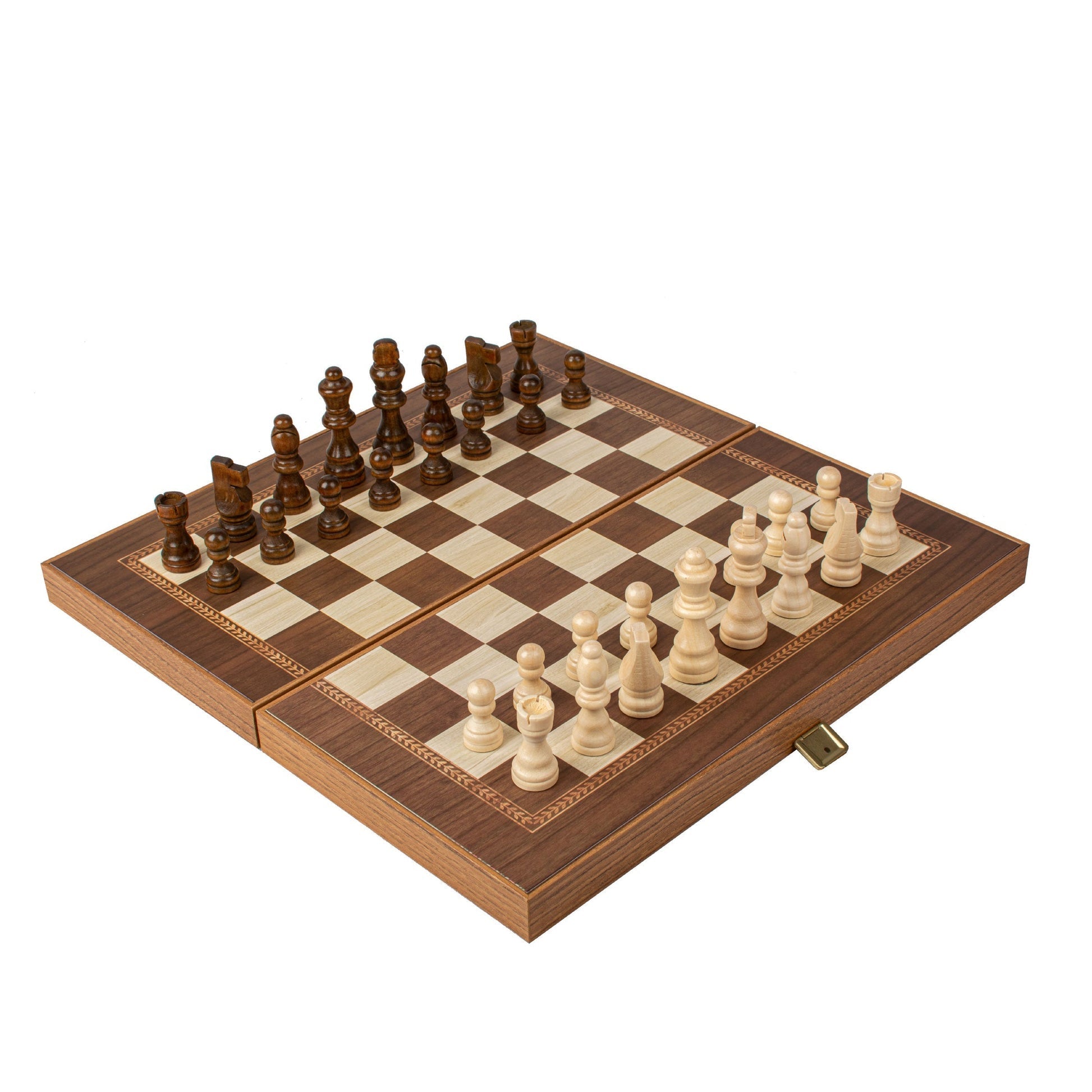 Handcrafted Backgammon Set Oak Wood Checkers Print - Medium Size 38x40cm (by Manopoulos) - 5200430704164 - Crystal Lotus