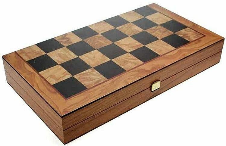 Handcrafted Backgammon Set Olive Burl Print Small 30x30cm (by Manopoulos) - 5250000000008 - Crystal Lotus