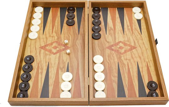 Handcrafted Backgammon Set Olive Burl Print Small 30x30cm (by Manopoulos) - 5250000000008 - Crystal Lotus