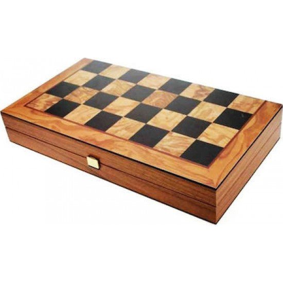 Handcrafted Backgammon Set Olive Burl with Olive Wood Checkers Print Large 48x52cm (by Manopoulos) - 5250000000006 - Crystal Lotus