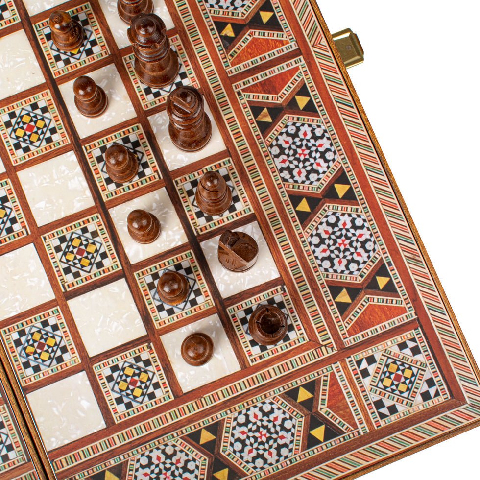 Handcrafted Backgammon Set Syrian Mural Print 30x30cm (by Manopoulos) (TSX3SY) - 5200430704249 - Crystal Lotus