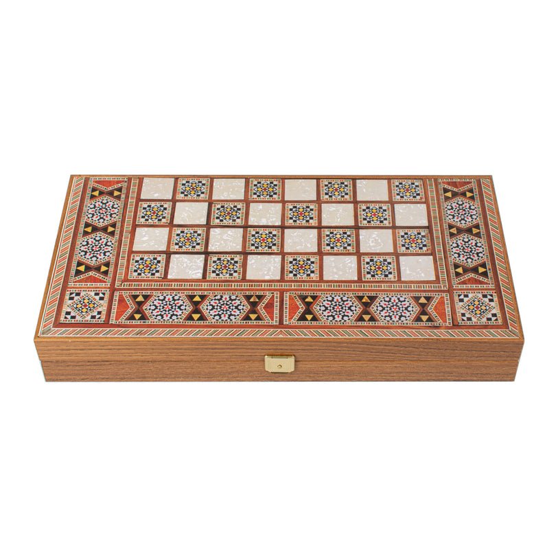 Handcrafted Backgammon Set Syrian Mural Print Small 24x24cm (by Manopoulos) - 5250000000010 - Crystal Lotus