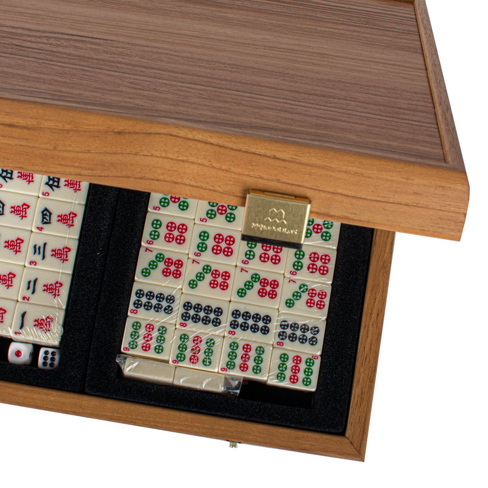 Handcrafted Premium Mahjong Tiles set in Walnut Wooden Case (by Manopoulos) (MJX30) - 5200430701798 - Crystal Lotus