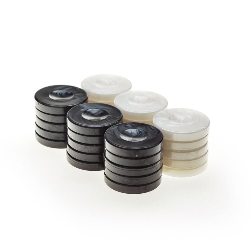 Handcrafted Premium Pearl Checkers in Black and Ivory Size Large 36mm (by Manopoulos) - 5250000000000 - Crystal Lotus