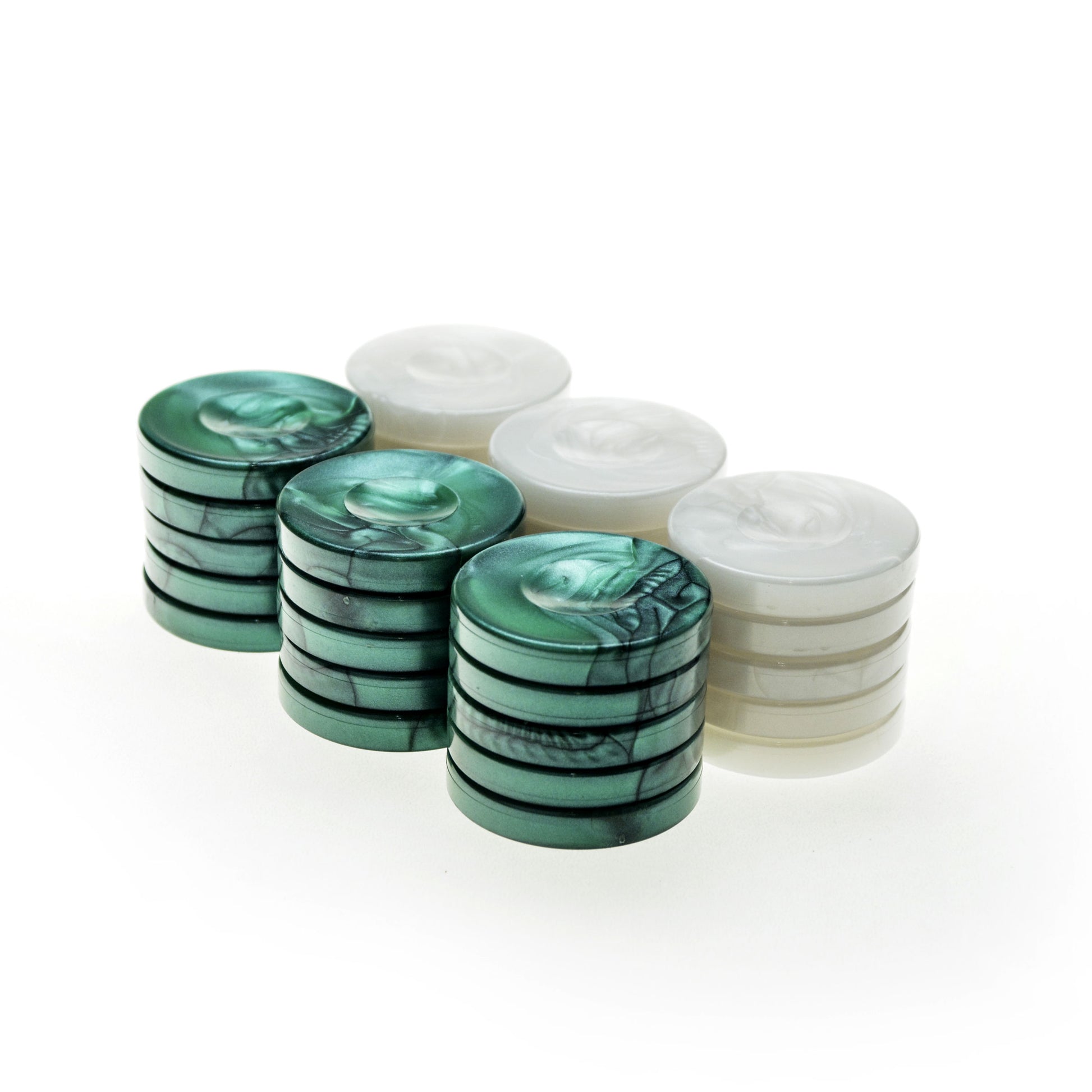 Handcrafted Premium Pearl Checkers in Green and Ivory Size Large 36mm (by Manopoulos) - 5250000000024 - Crystal Lotus
