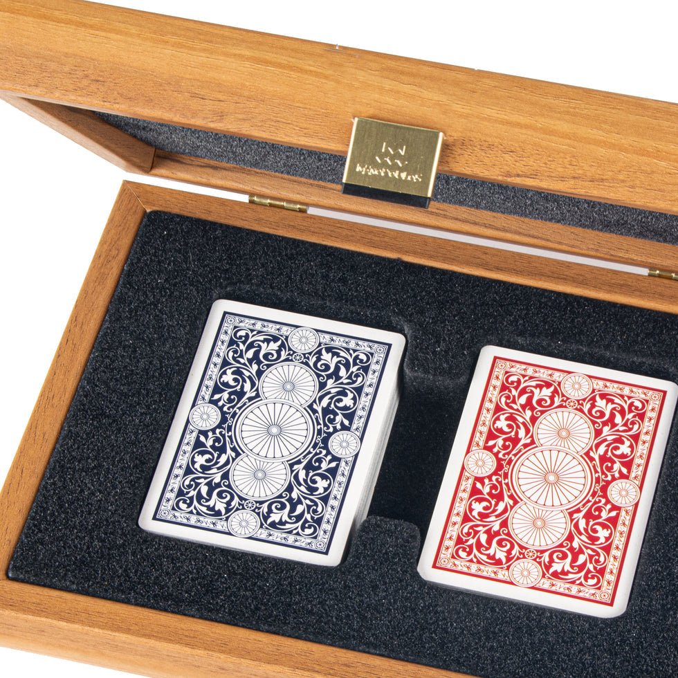 Luxury Plastic - Coated Playing Cards in Walnut Wooden Case 24 x 17cm (by Manopoulos) - 5250000000044 - Crystal Lotus