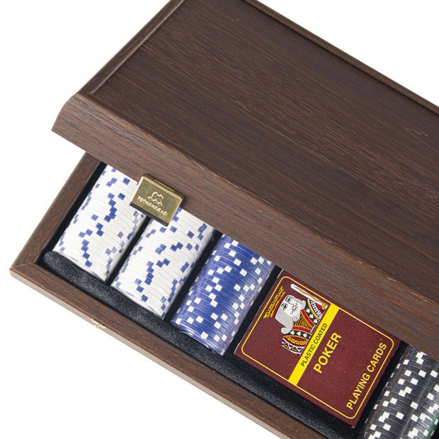 Luxury Poker Set in Dark Walnut Wooden Replica Handcrafted Case (by Manopoulos) - 5250000000068 - Crystal Lotus