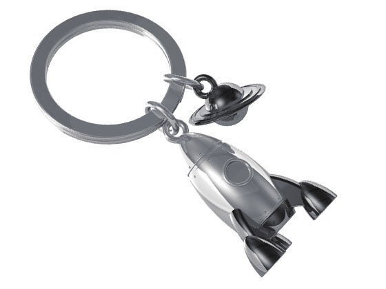 Metalmorphose Keychain - MTM201 - 02 - Rocket & Saturn Key Ring - 5404006043873 - Crystal Lotus