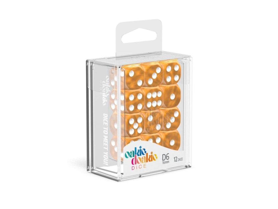 Oakie Doakie Dice D6 Dice 16 mm Marble - Orange (12) - 4056133700535 - CrystalLotus.eu
