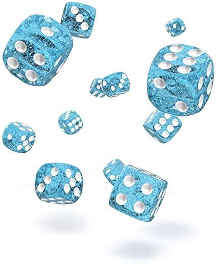 Oakie Doakie Dice D6 Dice 16 mm Speckled - Light Blue (12) - 4056133700672 - CrystalLotus.eu