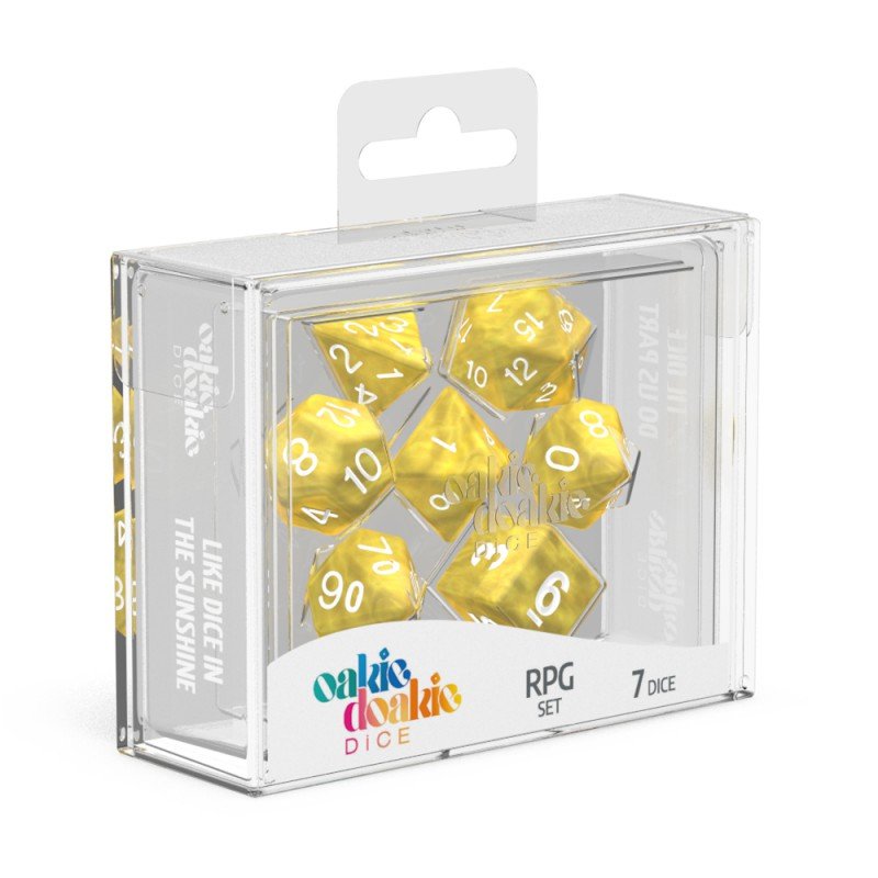 Oakie Doakie Dice RPG Set Marble - Yellow (7) - 4056133701020 - CrystalLotus.eu