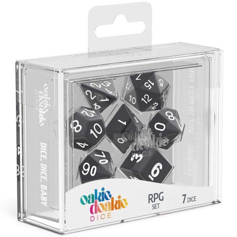 Oakie Doakie Dice RPG Set Solid - Black (7) - 4056133701235 - CrystalLotus.eu