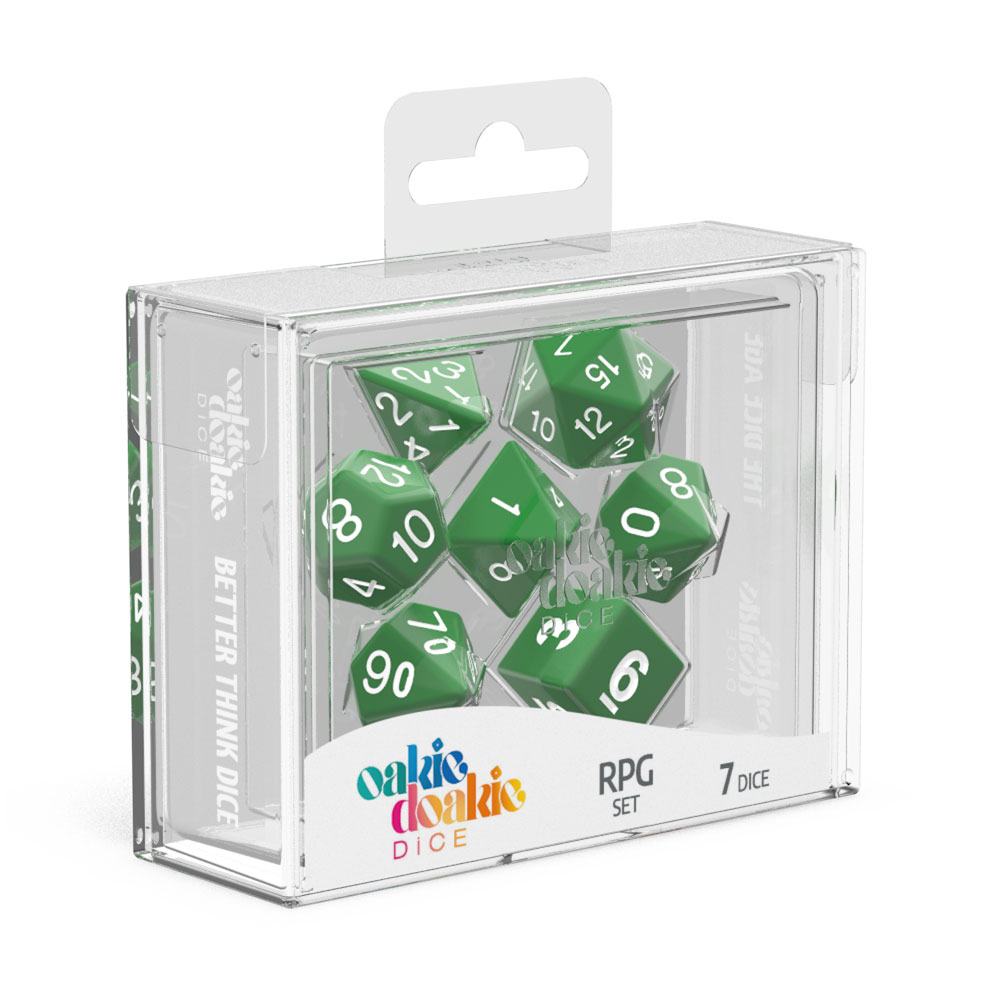 Oakie Doakie Dice RPG Set Solid - Green (7) - 4056133701211 - CrystalLotus.eu