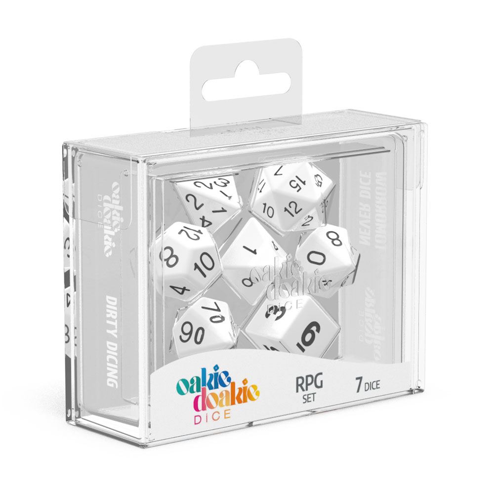 Oakie Doakie Dice RPG Set Solid - White (7) - 4056133701242 - CrystalLotus.eu