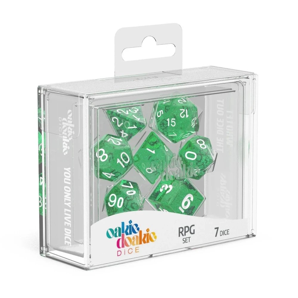 Oakie Doakie Dice RPG Set Speckled - Green (7) - 4056133701129 - CrystalLotus.eu