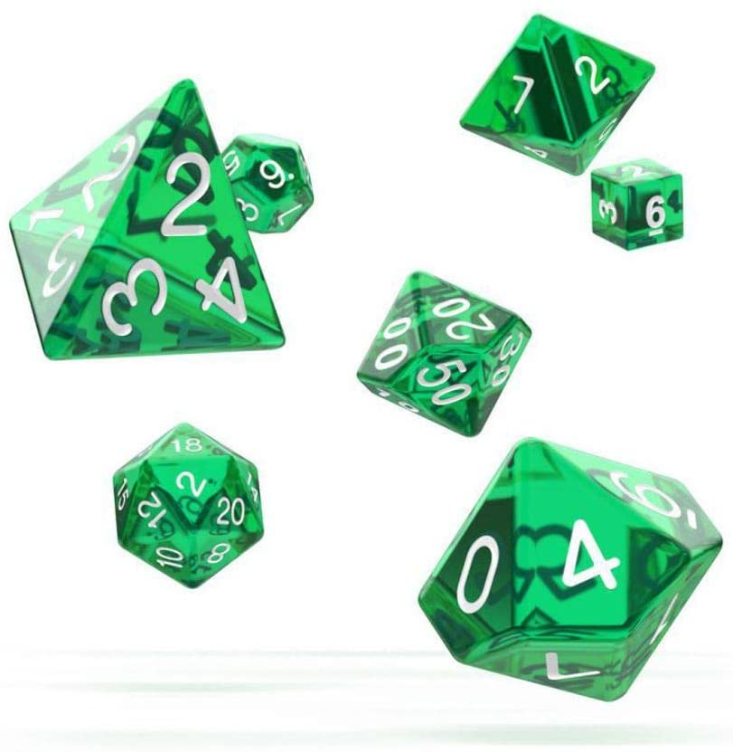 Oakie Doakie Dice RPG Set Translucent - Green (7) - 4056133701068 - CrystalLotus.eu