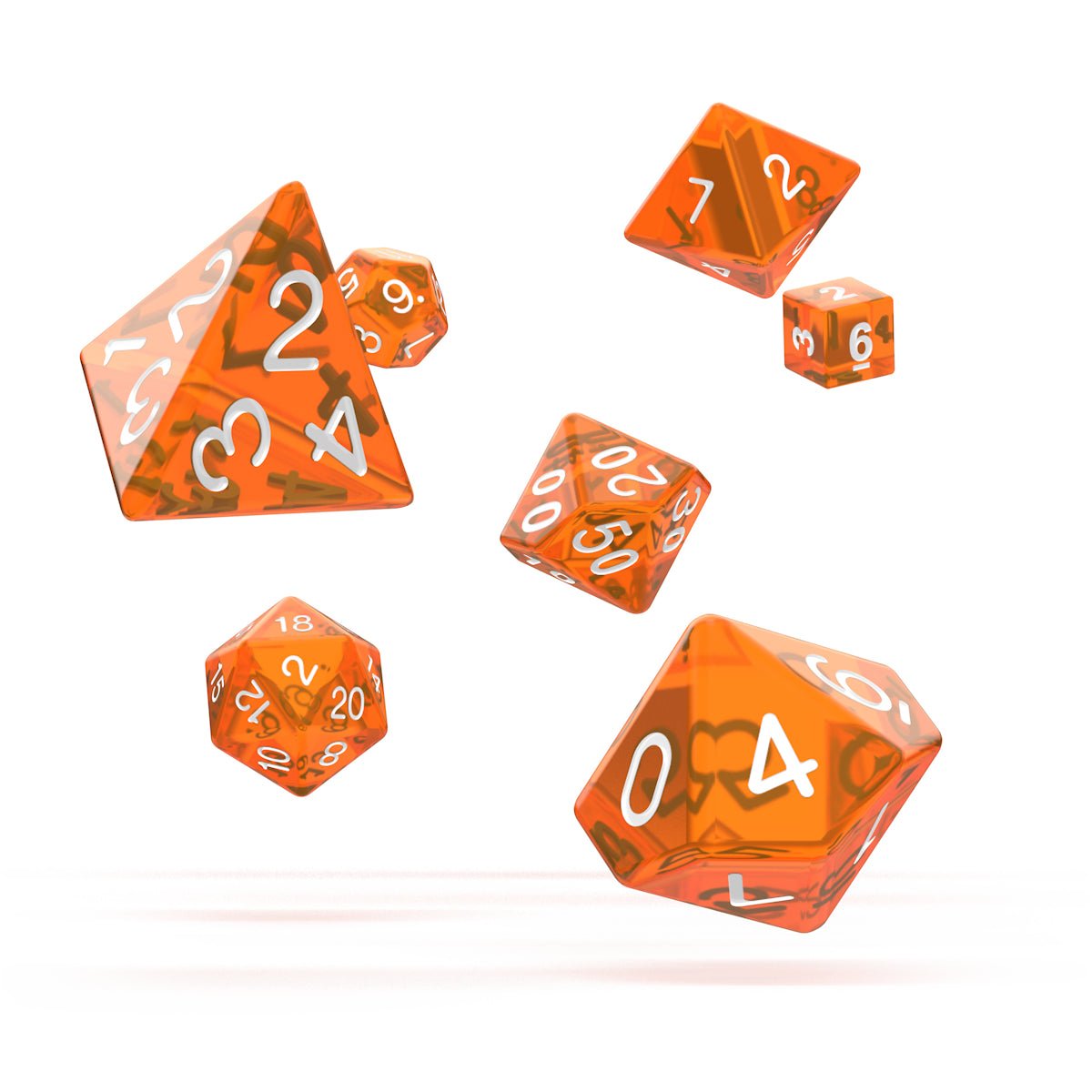 Oakie Doakie Dice RPG Set Translucent - Orange (7) - 4056133701105 - CrystalLotus.eu