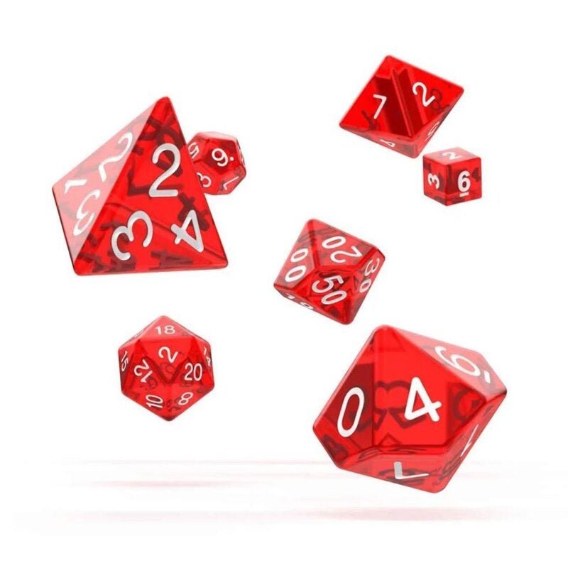 Oakie Doakie Dice RPG Set Translucent - Red (7) - 4056133701051 - CrystalLotus.eu