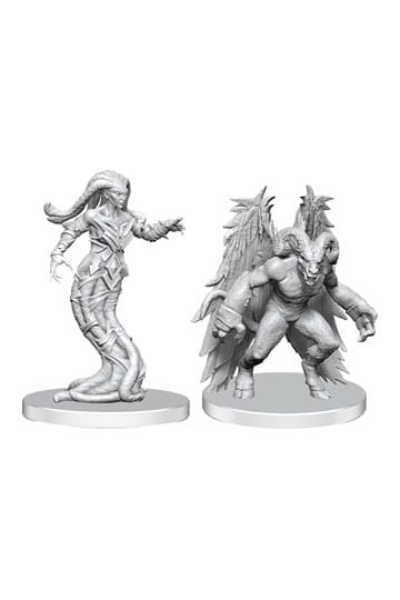 Pathfinder Deep Cuts Unpainted Miniatures Gylou (Handmaiden Devil) & Ferrugon (Rust Devil) - 634482908372 - Crystal Lotus
