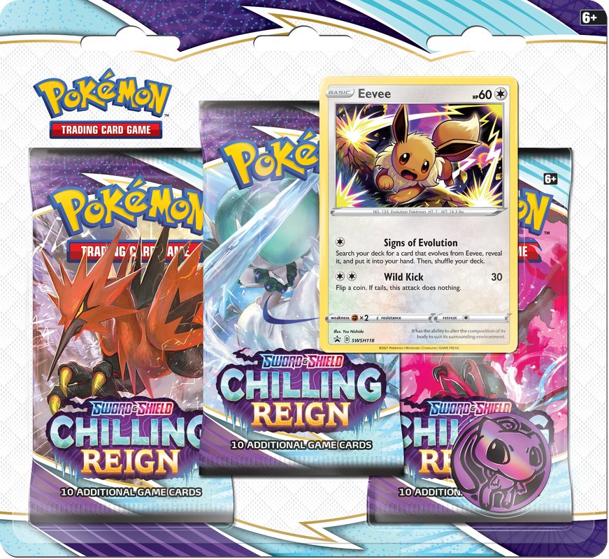 Pokémon Sword & Shield 6 Chilling Reign 3 - Booster Blister - Eevee - 820650808500 - CrystalLotus.eu