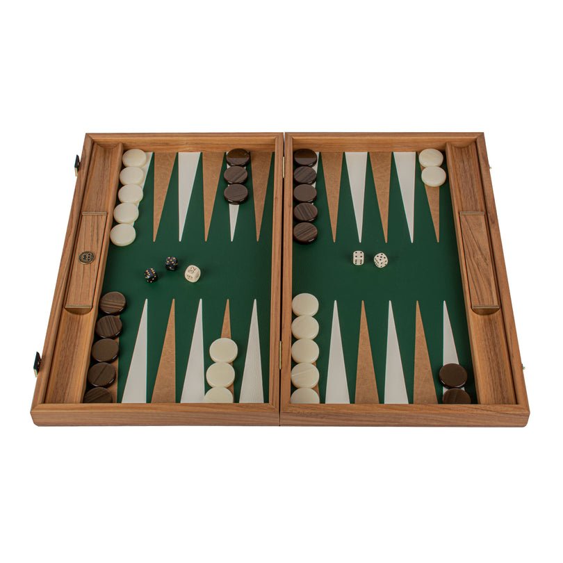 Premium Handcrafted Leatherette Crocodile Tote Backgammon Set - Green, Mocha & Ivory 48x60cm (by Manopoulos) - 5200430716976 - Crystal Lotus