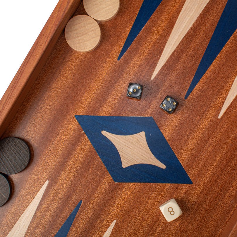 Premium Handcrafted Mahogany Chess & Backgammon Board in Blue 48x52cm (by Manopoulos) (TS1MBLU) - 5200430705147 - Crystal Lotus