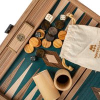Premium Handcrafted Walnut with Green Oak Backgammon Set 48x60cm (by Manopoulos) - 5250000000063 - Crystal Lotus
