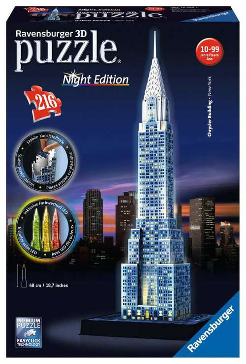 Ravensburger (12595) "Chrysler Building (Night Edition)" - 216 pieces puzzle - 4005556125951 - CrystalLotus.eu