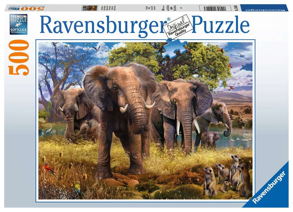 Ravensburger (15040) "Elephants" - 500 pieces puzzle - 4005556150403 - CrystalLotus.eu