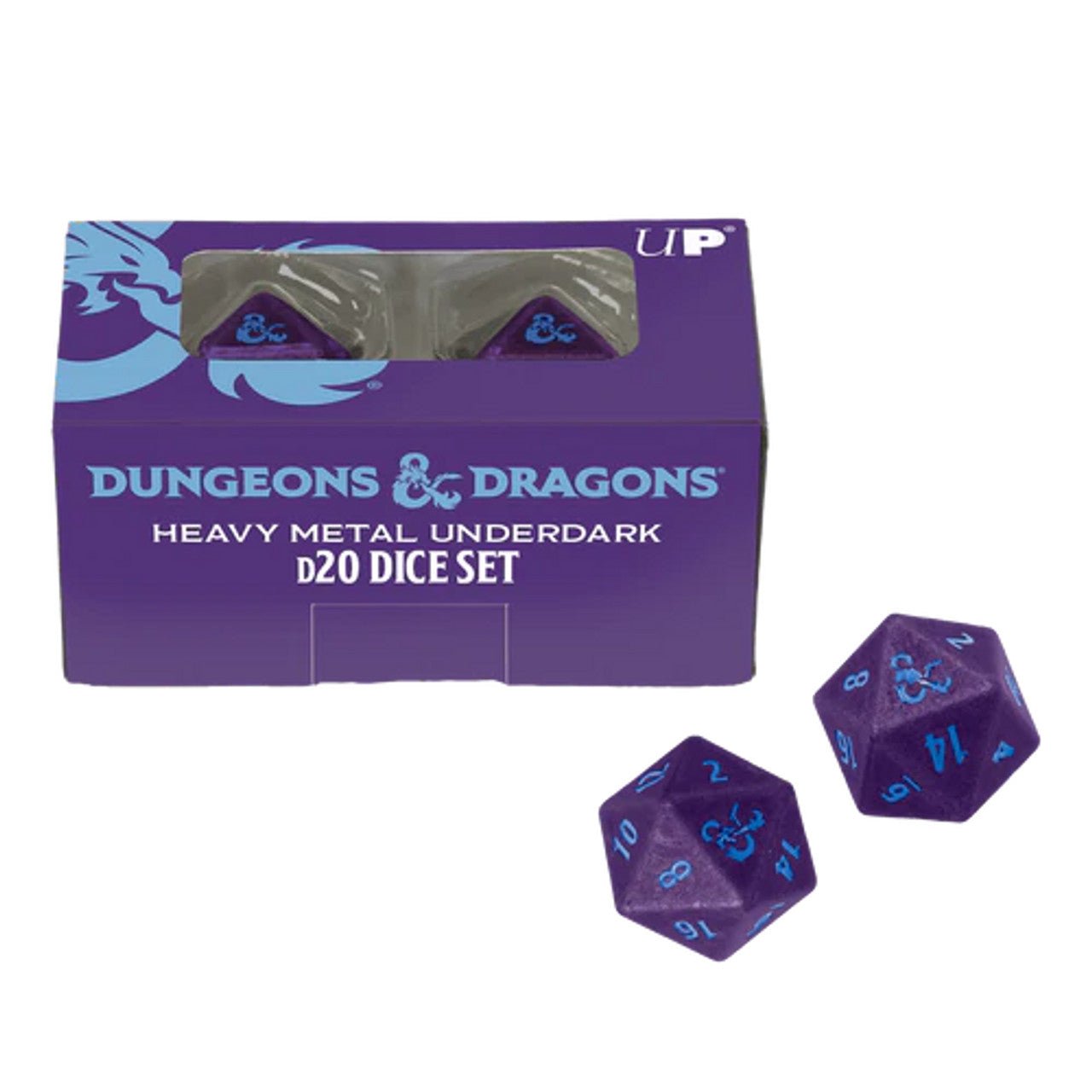 Ultra Pro - Dungeons & Dragons - 2 x D20 Heavy Metal Dice - Phandelver Campaign - Royal Purple and Sky Blue - 074427198589 - Crystal Lotus