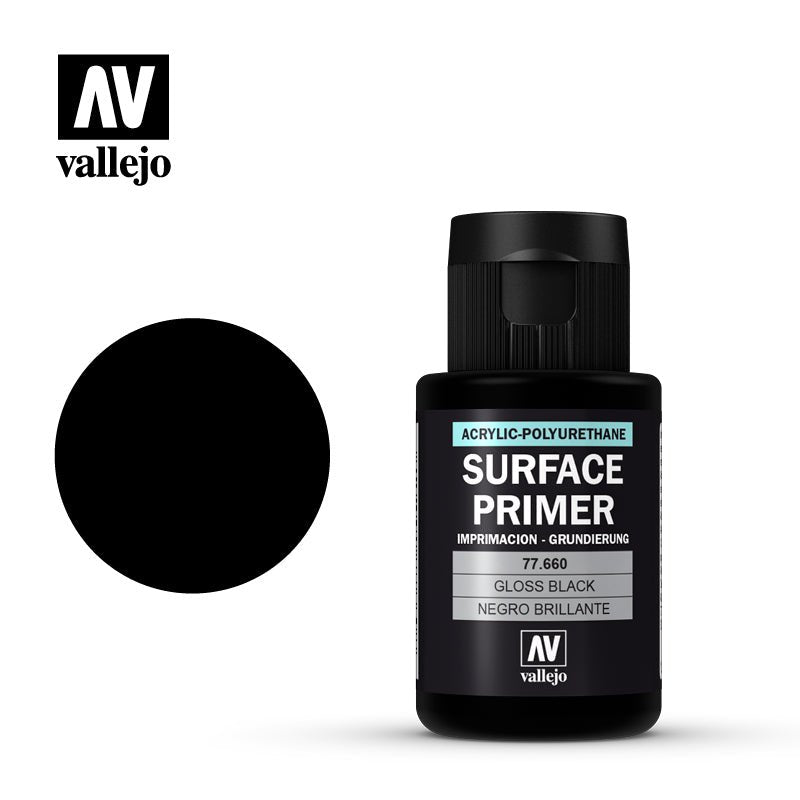 Vallejo 32ml Surface Primer - Gloss Black