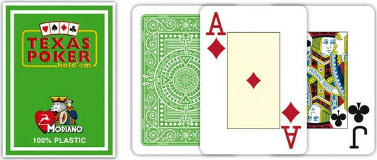Modiano Texas Poker 100% Plastic 2 Jumbo Index Light Green