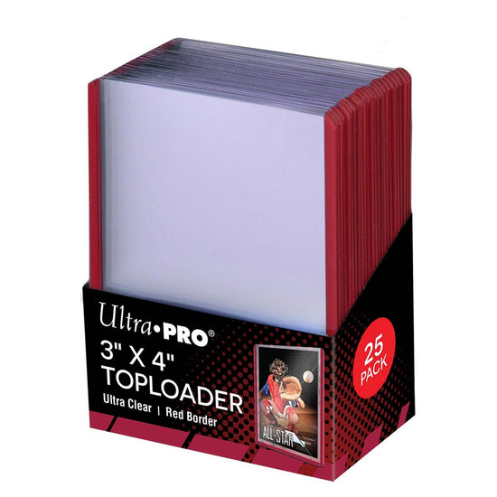 Red Border Toploaders 3"x4" (63x88mm) 25pcs