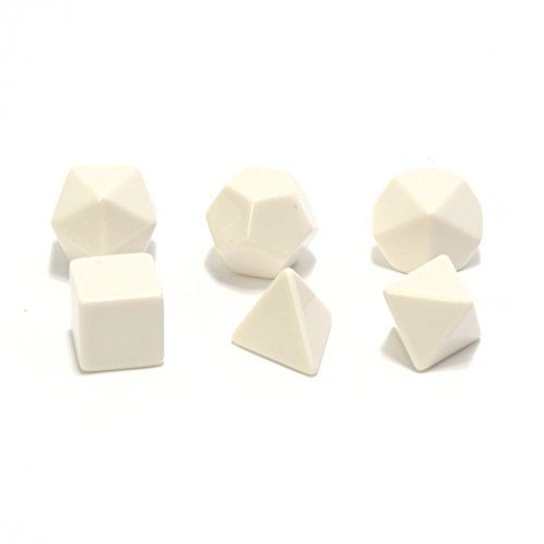 Chessex Opaque Polyhedral Set of 6 blank dice - Opaque Polyhedral White Set of 6 blank dice