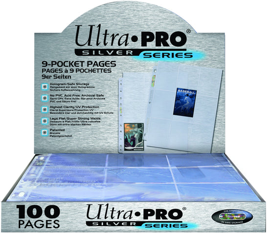 Ultra Pro - Silver 9-Pocket Pages (11 Hole) Display (100 Pages)