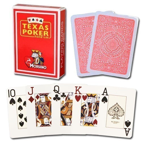 Modiano Poker 100% Plastic 4 Jumbo Index Red
