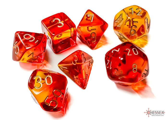 Chessex CHX26468 - Gemini Translucent Red-Yellow/Gold Polyhedral 7-Dice Set - 601982034856 - crystallotus.eu