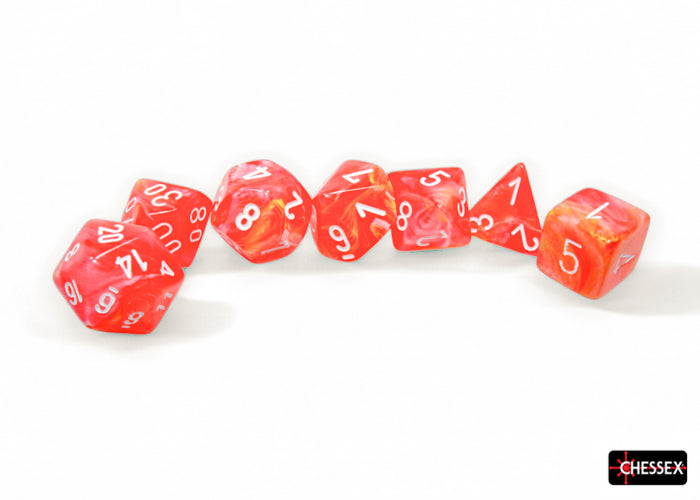 Chessex CHX27553 - Festive Dahlia/white Luminary Polyhedral 7-Dice Set - 601982046026 - crystallotus.eu